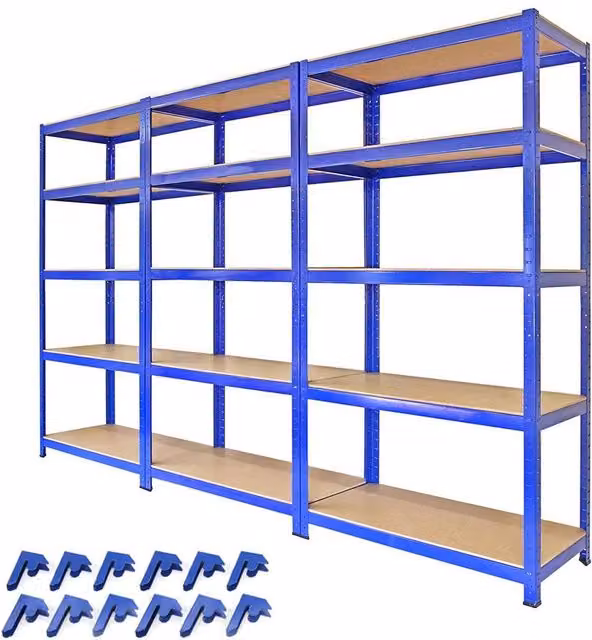 Monstershop 3 x T-Rax Blue Metal Racking and Bay Connectors, 90 cm