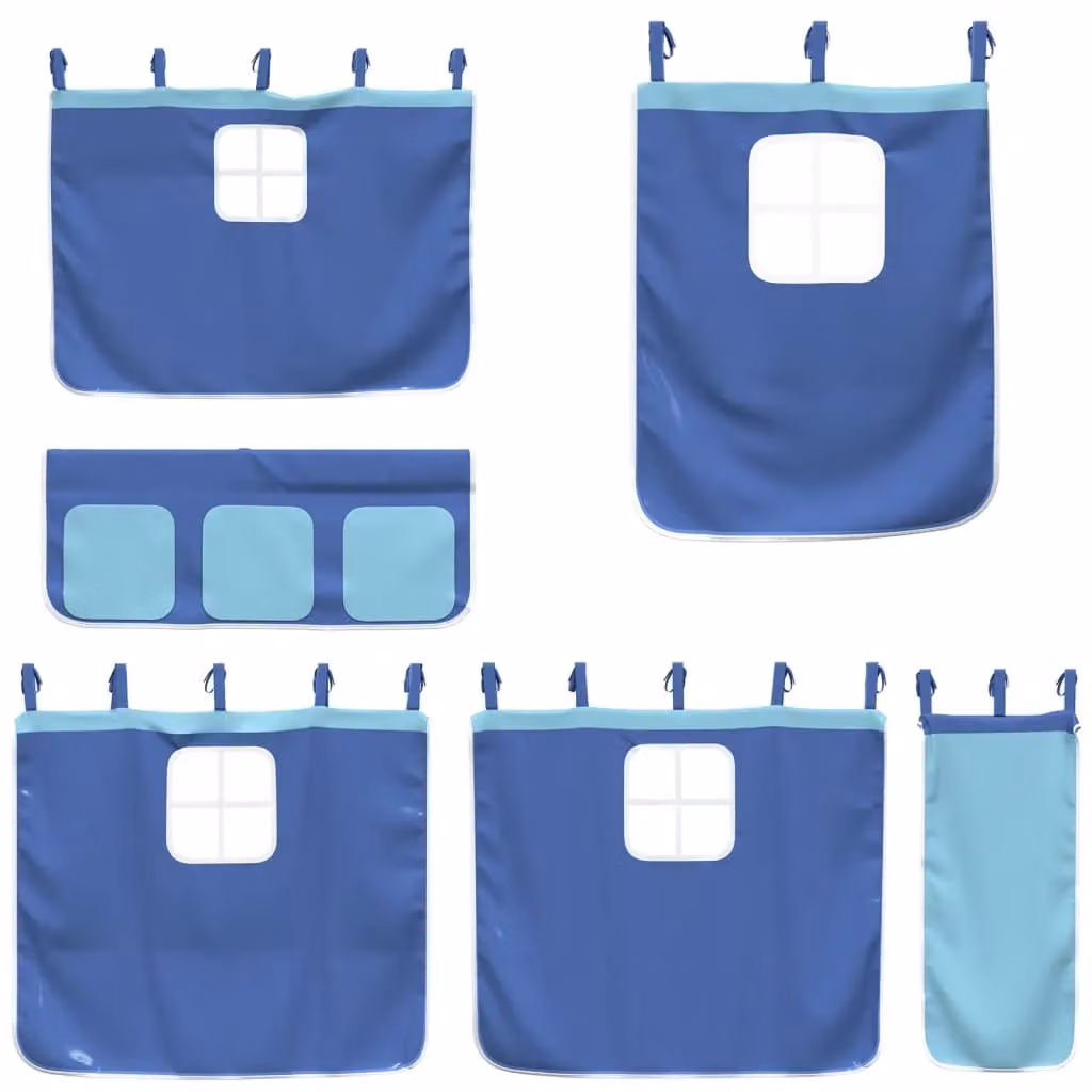 Berkfield Home Opaque Blue Polyester Fabric Panel Curtains for Childrens Loft Beds – 3