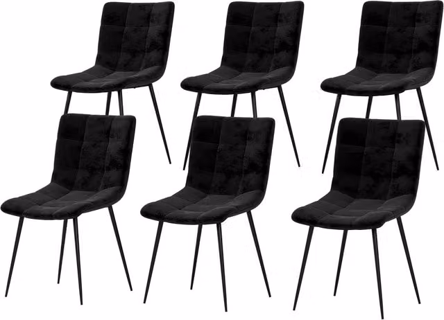 Vida Designs Set of 6 Richton Modern Velvet Dining Chairs in Black