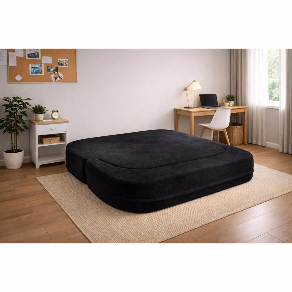 KDMD Emma Black 2 Seater Modern Upholstered Sofa Bed with Pull Out Drawer – 2