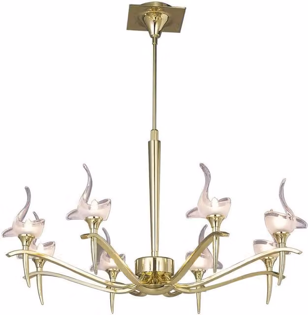 Netlighting Viena Telescopic Round Pendant Light with 8 G9 Lights in Polished Gold Brass