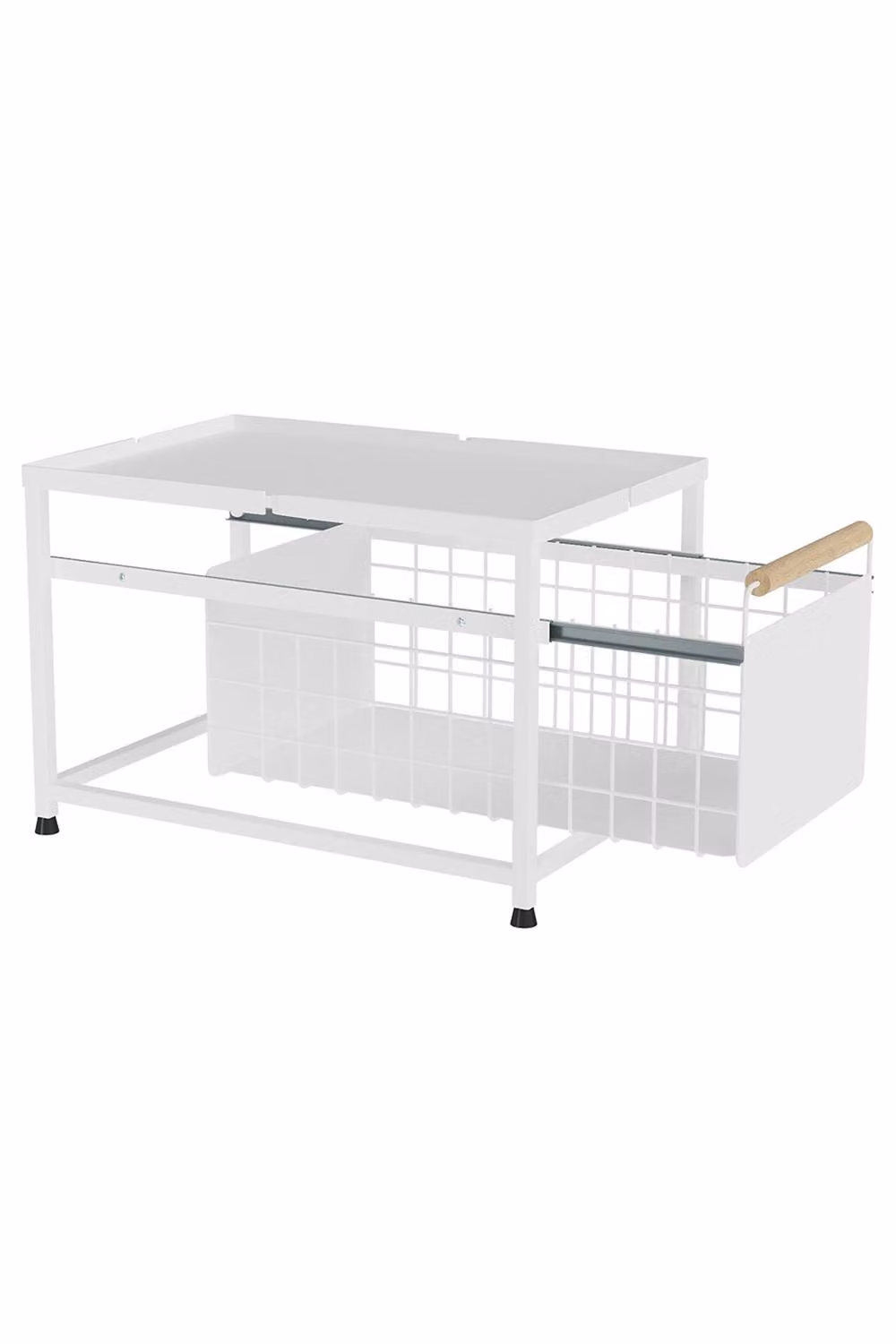Living and Home 2-tier Metal Kitchen Pull-Out Storage Drawer Basket Organiser Spice Rack, White, W: 39.0 cm, D: 25.5 cm – 4