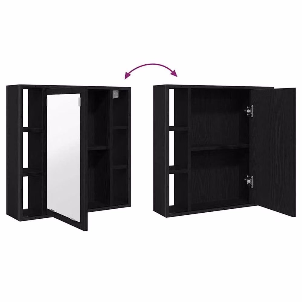Berkfield Home Black Oak Bathroom Mirror Cabinet, W/D/H: 60 x 16 x 60 cm – 4