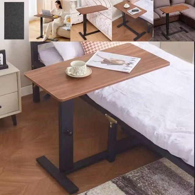 SPETLEK Medical Overbed Bedside Table with Adjustable Height and Castors, Brown – 1
