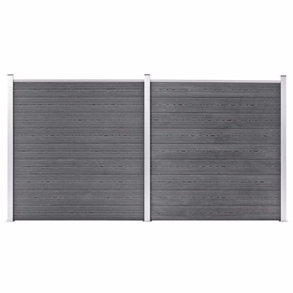 Berkfield Home Durable WPC Garden Fence, Grey, W: 353 cm, H: 186 cm – 2