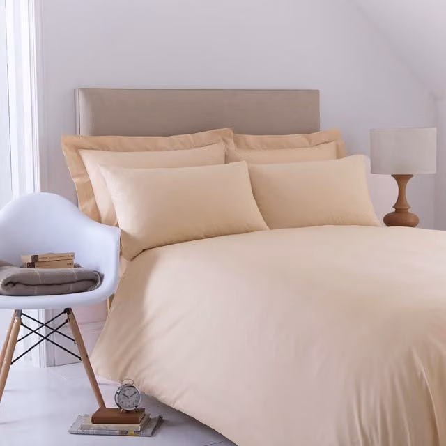 Charlotte Thomas Poetry Plain Dyed Duvet Cover Set in Biscuit, Single, W/D/H: 90 x 190 cm