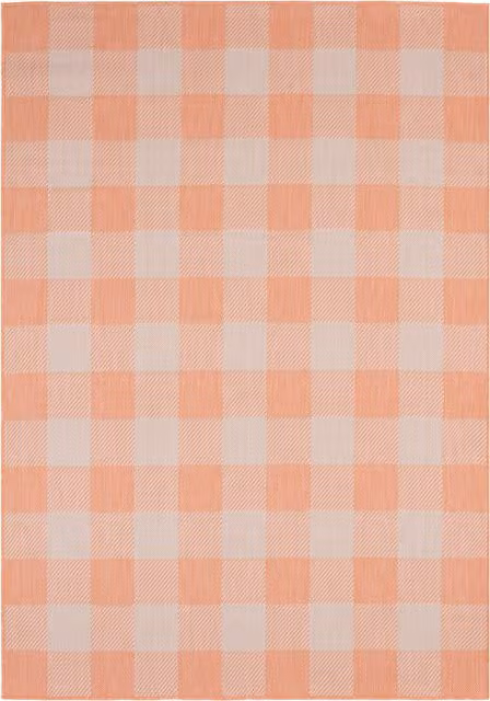 Ecology Collection Checkered Outdoor Rug in Orange, Width: 200 cm