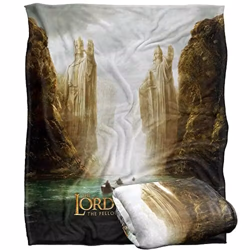 LOGOVISION Lord of the Rings Argonath Throw Blanket, White and Multicolour, W/D/H: 152 x 127 cm
