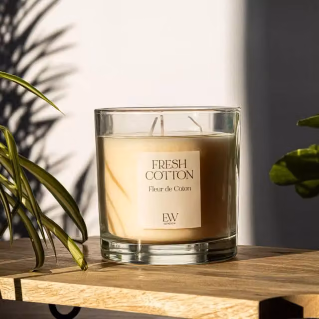 Marco Paul Fresh Cotton Scented Candle with 3 Wicks in Beige