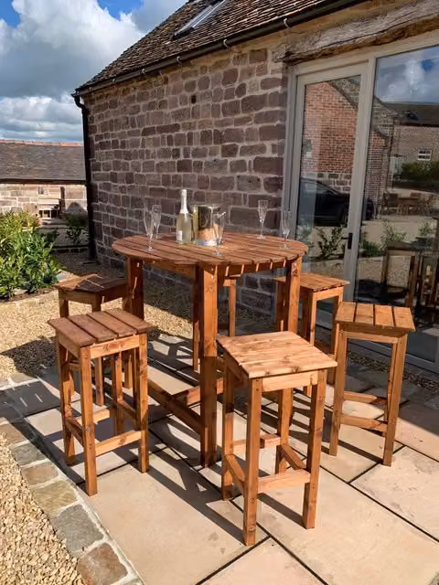 Charles Taylor Trading Six Seater Alfresco Bar Set in Brown Oiled Wood