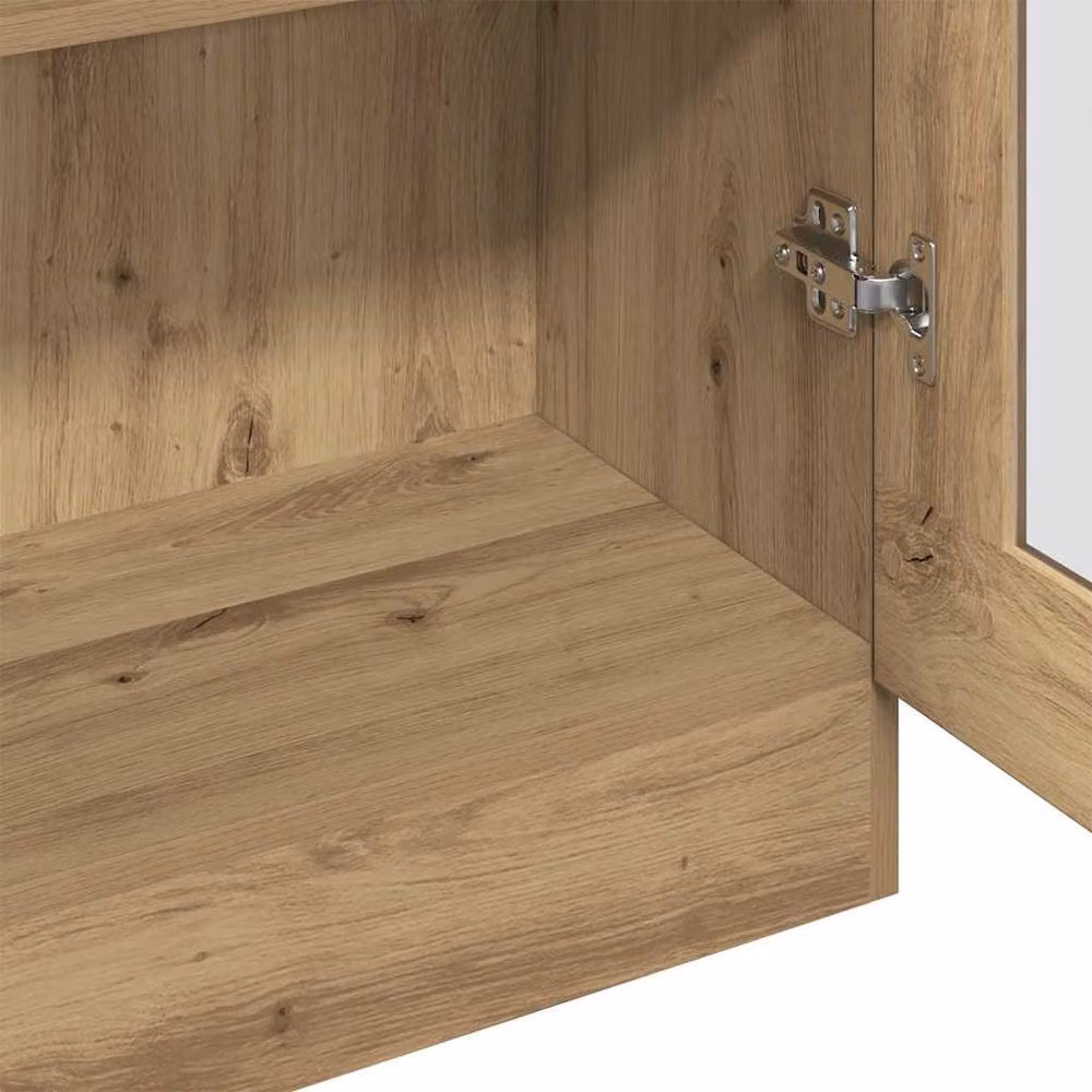 Berkfield Home Artisan Oak Highboard in Brown with Glass Doors, W: 82.5 cm, D: 30.5 cm, H: 150 cm – 3
