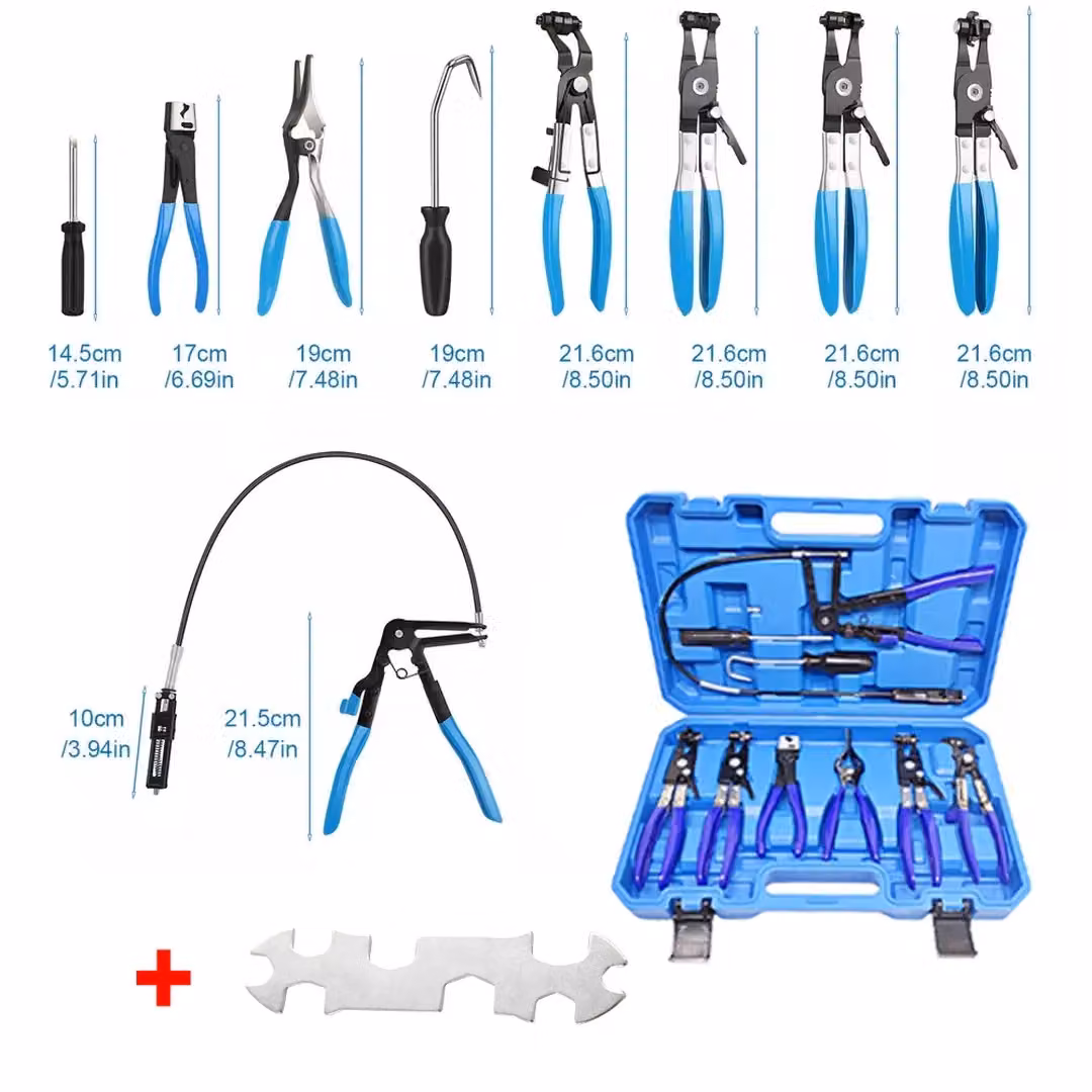 Hinsinc Blue Locking Automotive Hose Clamp Pliers with Swivel and Flat Angled Jaws – 2