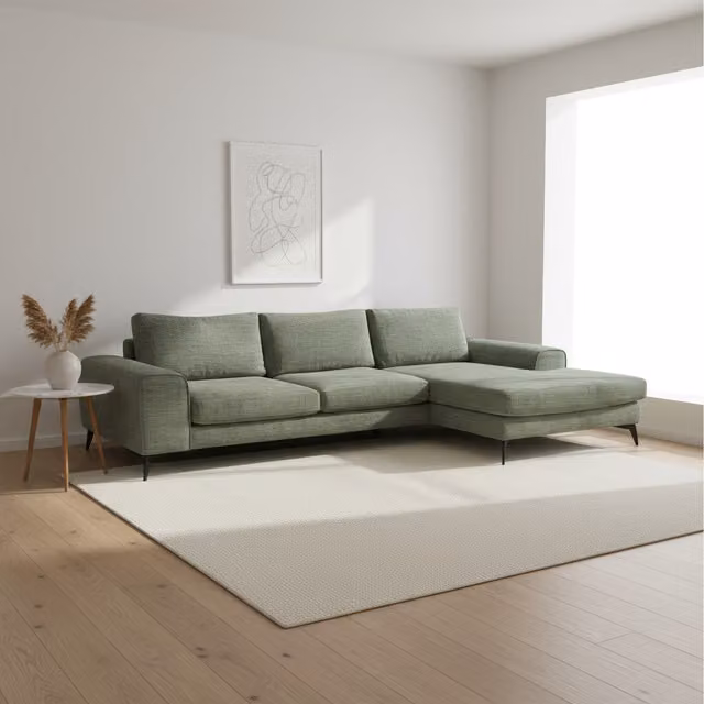 Abakus Direct Venice Chenille Right-Hand Corner Sofa in Sage Green