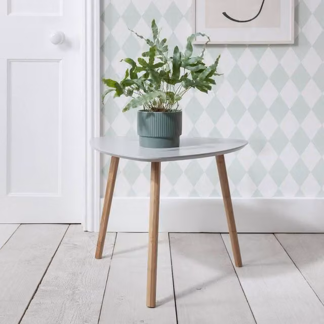 Nöa and Nani Malme Large Round Occasional Side Table in Chalk Grey and Natural Pine