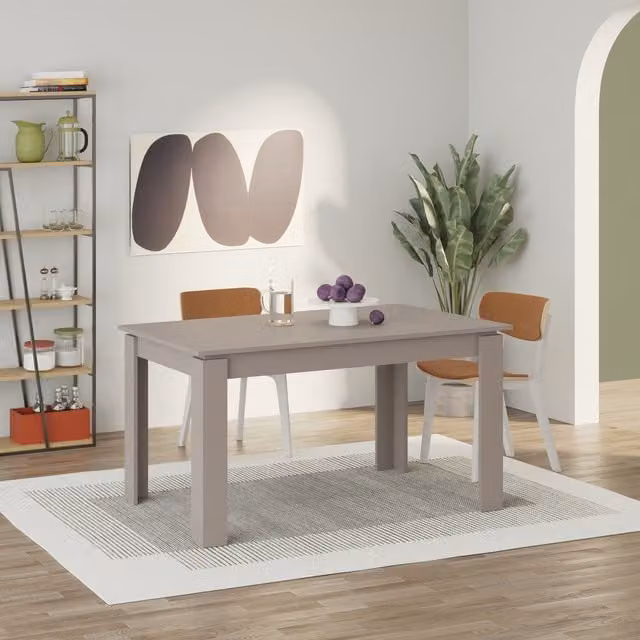 Decortie Modern Extendable Rectangular Wooden Dining Table in Grey