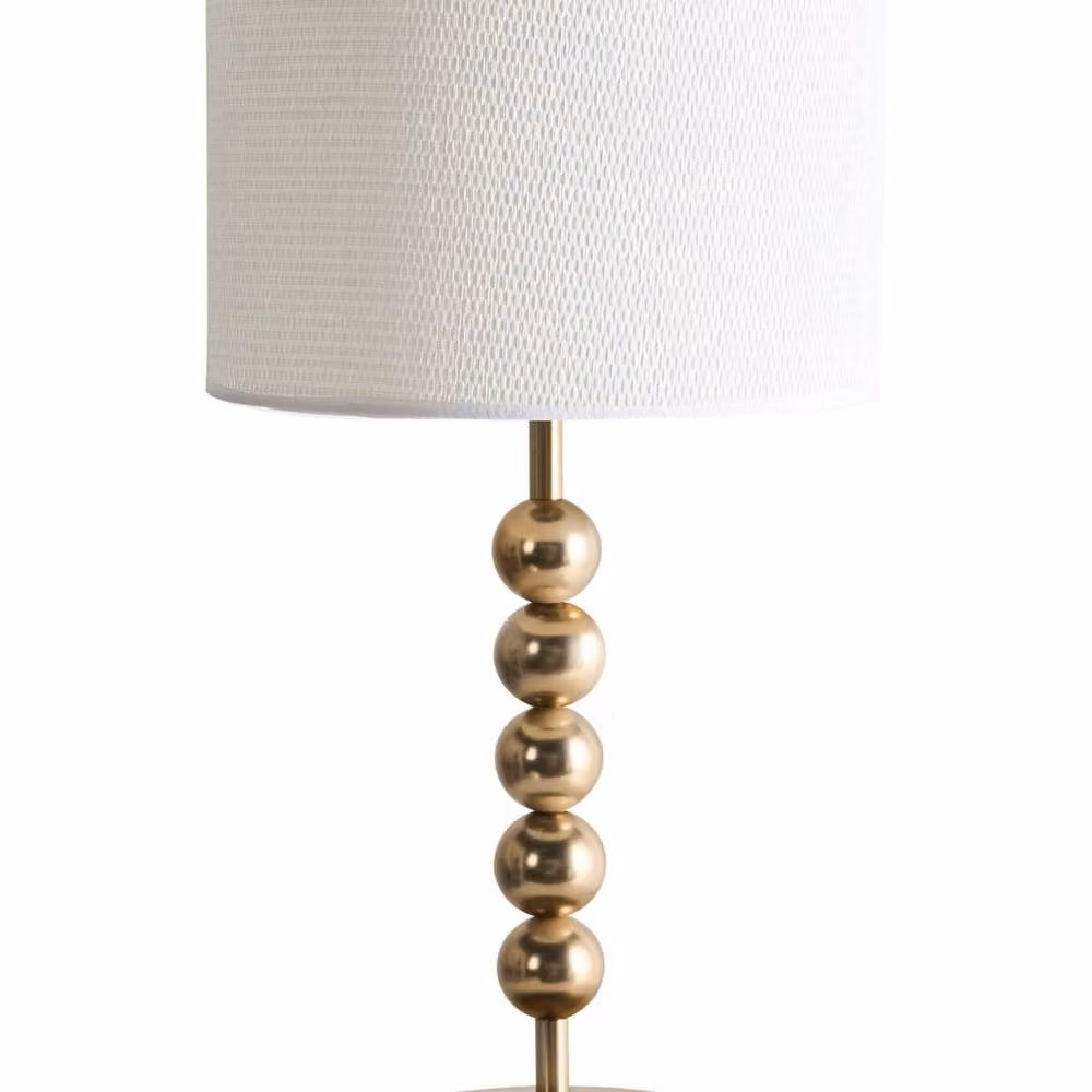 Wyld and Coco Mid Century Modern Brass Plated Iron Table Lamp in Bronze and White – 2