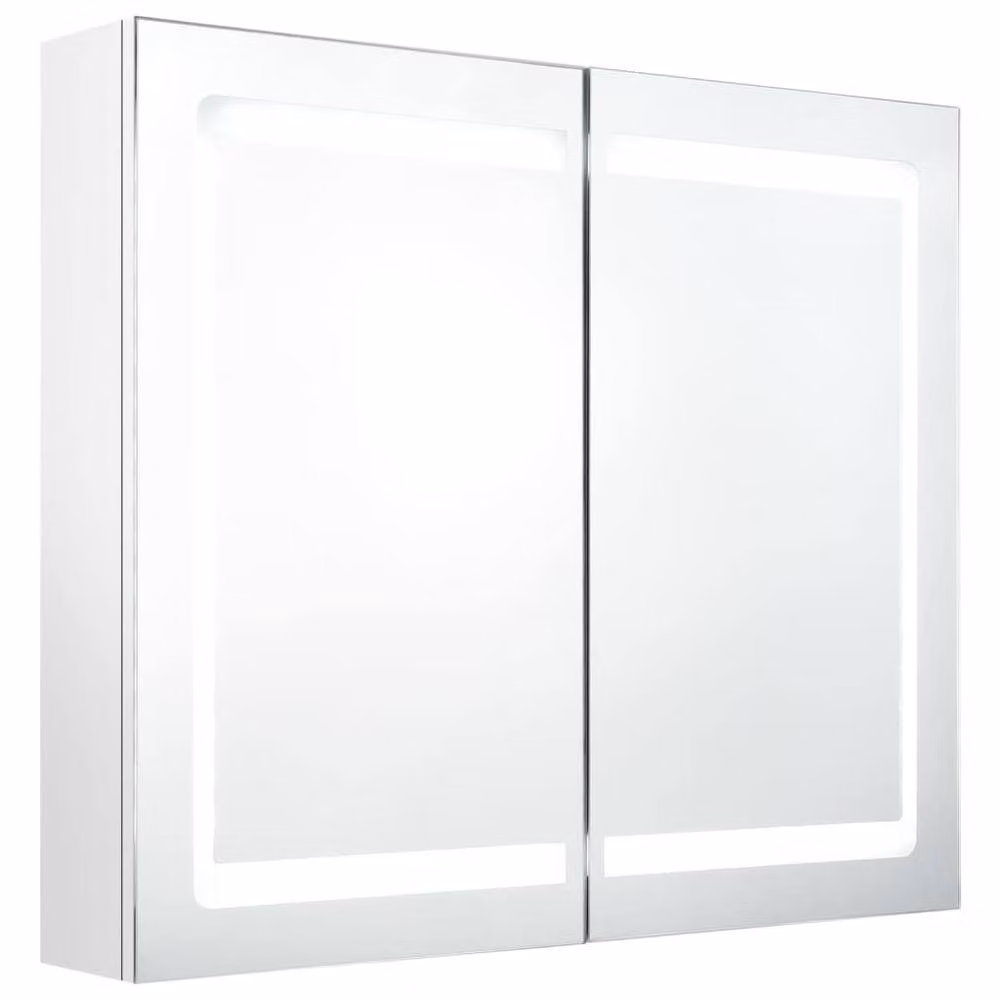 Berkfield Home LED Bathroom Mirror Cabinet in White, W/D/H: 80 x 12 x 68 cm – 2