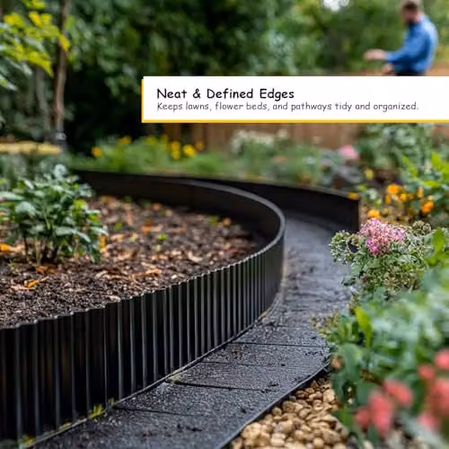 Nicoman Heavy Duty Corrugated Metal Garden Edging Roll, Black – 3