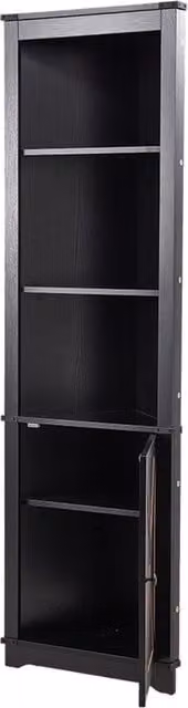 Livingandhome Modern Black Corner Wine Cabinet with LED Lighting and Internal Shelves