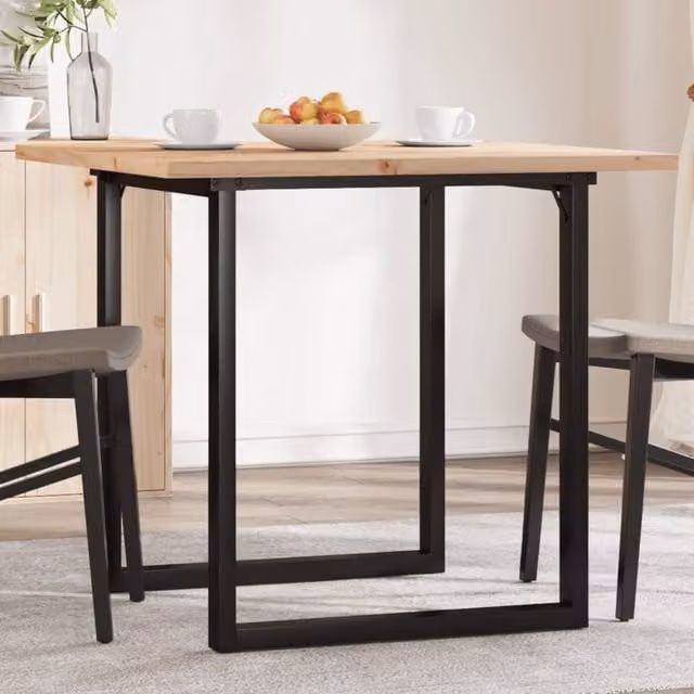 Berkfield Home O-Frame Square Dining Table in Brown Solid Pine and Steel, W: 80 cm, D: 80 cm, H: 75.5 cm – 1