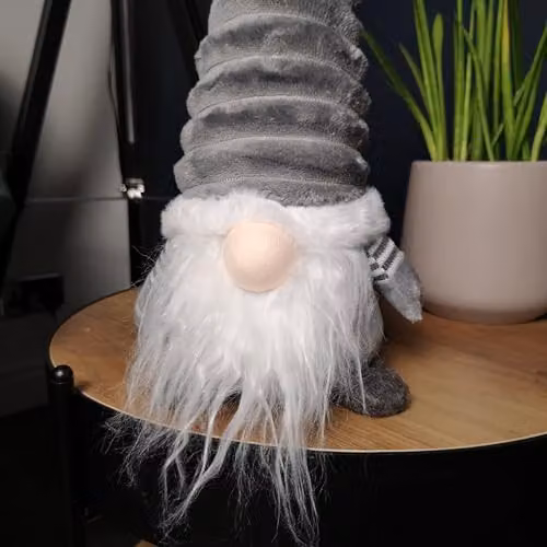 Samuel ALEXANDER 40cm Sitting Plush Christmas Gonk with Grooved Hat in Grey – 4