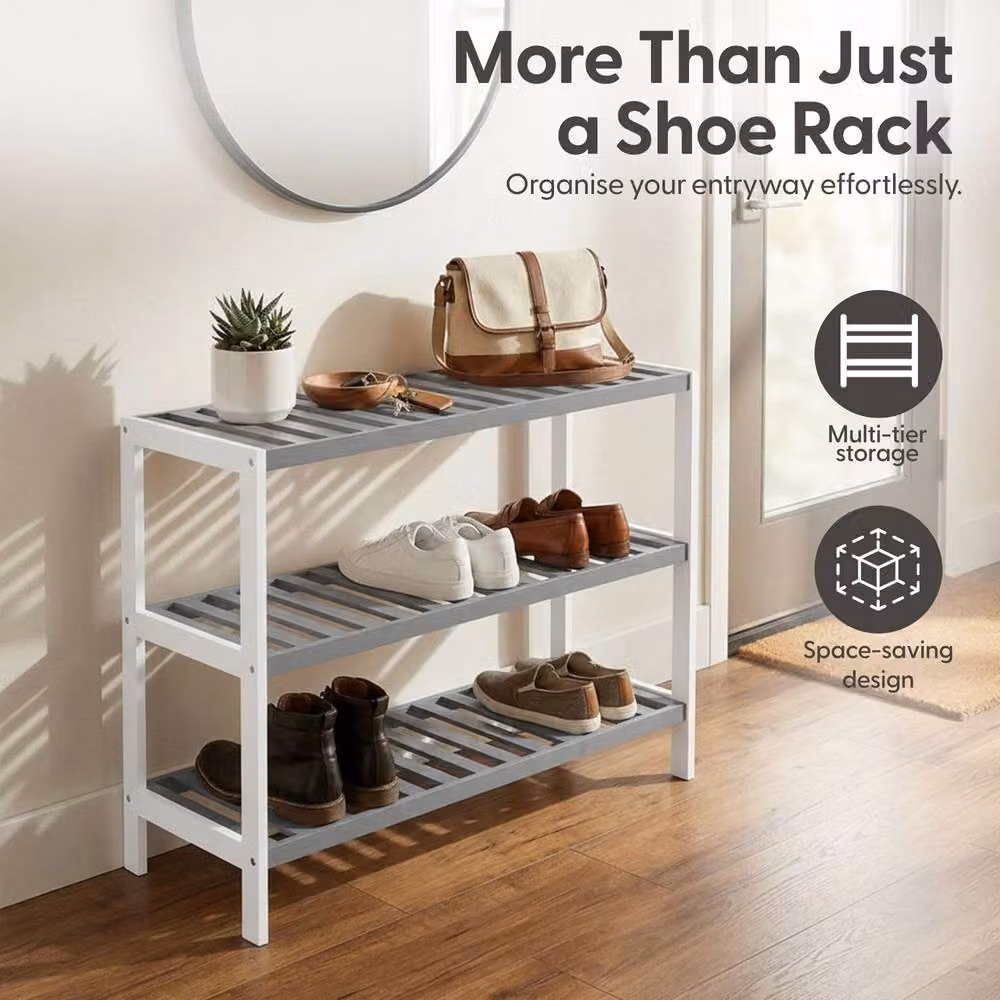 Keplin 3-Tier Bamboo Shoe Rack in Grey – 3