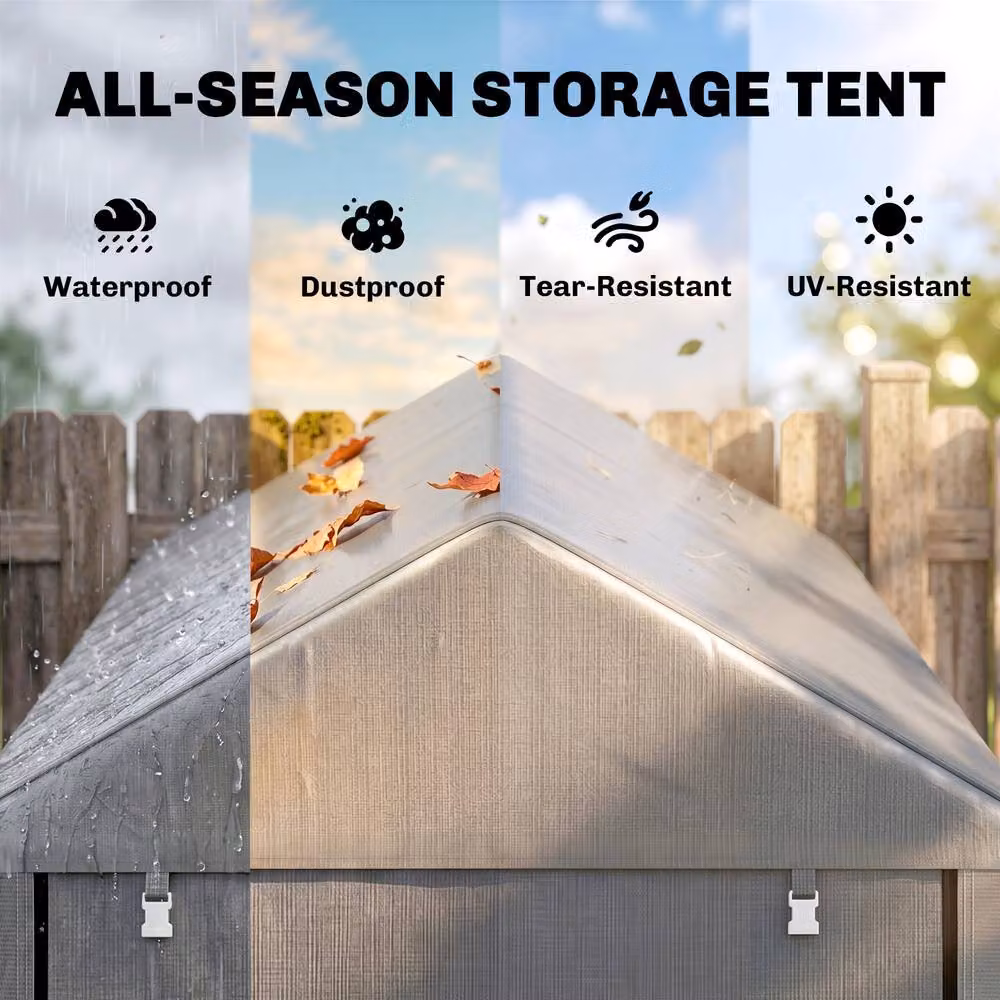 Rolipo Light Grey Temporary Garden Shed with Accessories, W/D/H: 179 x 120 x 185 cm – 4
