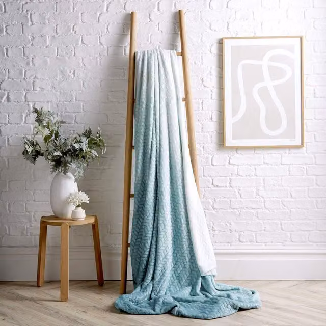 NewEdgeBlinds Chevron Modern Throw in Blue and Turquoise, Width: 240 cm
