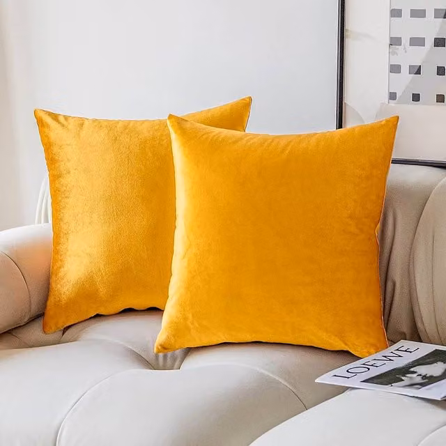 YnysTec Plush Velvet Square Cushion Cover in Gold, 55 x 55 cm