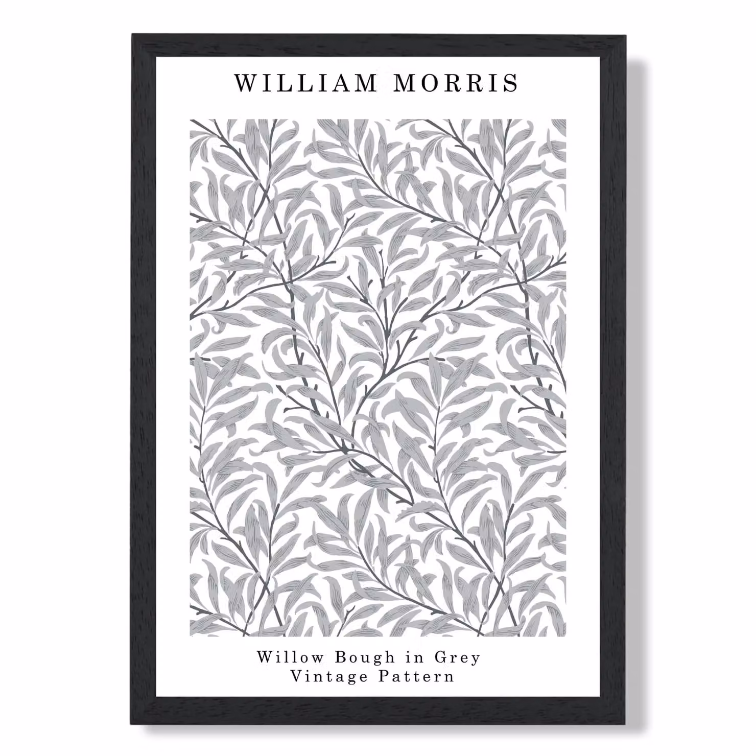 ARTZE William Morris Willow Floral Botanical Art Print in Grey with Black Frame, A2 – 2