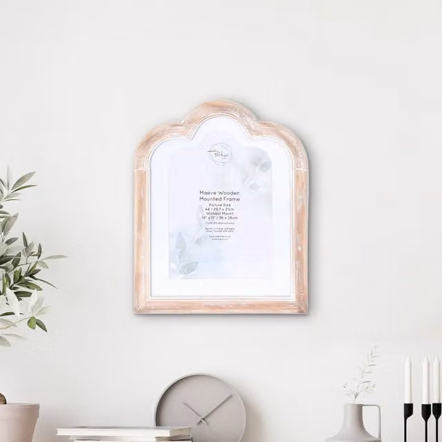 The Port. Co Gallery Maeve Single Rectangular Wooden Mounted Frame in Natural Brown, A4 Size