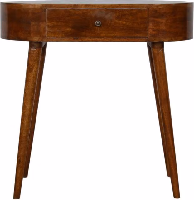 KDMK Chestnut Rounded Small Mango Wood Console Table in Brown