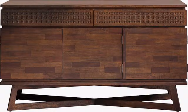 Perch & Parrow Sadie Boho Geometric Wood Sideboard in Brown and Beige