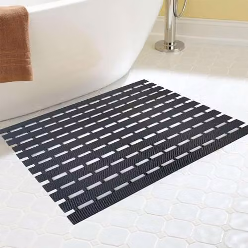 Nicoman Non-Slip Shower Drying Mat with Slatted Duckboard Design, Black, W: 61 cm, D: 43 cm – 3