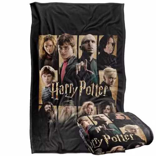 LOGOVISION Harry Potter Heroes and Villains Squares Silky Touch Super Soft Fleece Throw Blanket, Multicolour, W: 91.44 cm, L: 147.32 cm