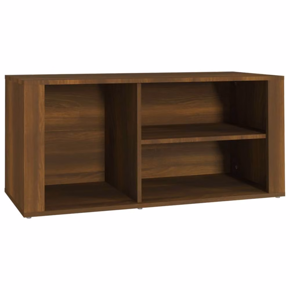 Berkfield Home Brown Oak Shoe Cabinet with Integrated Seat, W: 100 cm, D: 35 cm, H: 45 cm – 2