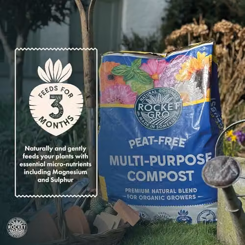 RocketGro Multi-Purpose Peat-Free Organic Compost with Dual-Source Feed, 20L – 4
