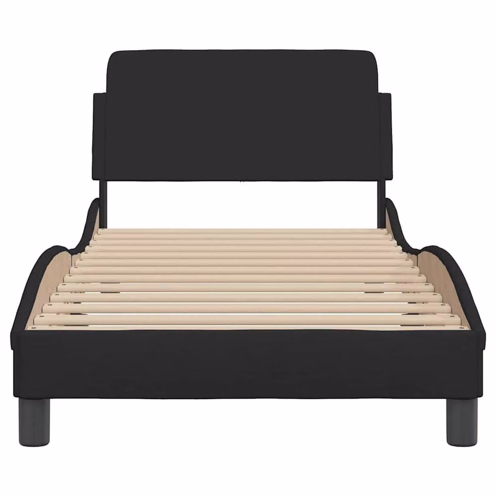 Berkfield Home Dover Single Upholstered Fabric Bed Frame, Black, W/D/H: 90 x 190 cm – 3