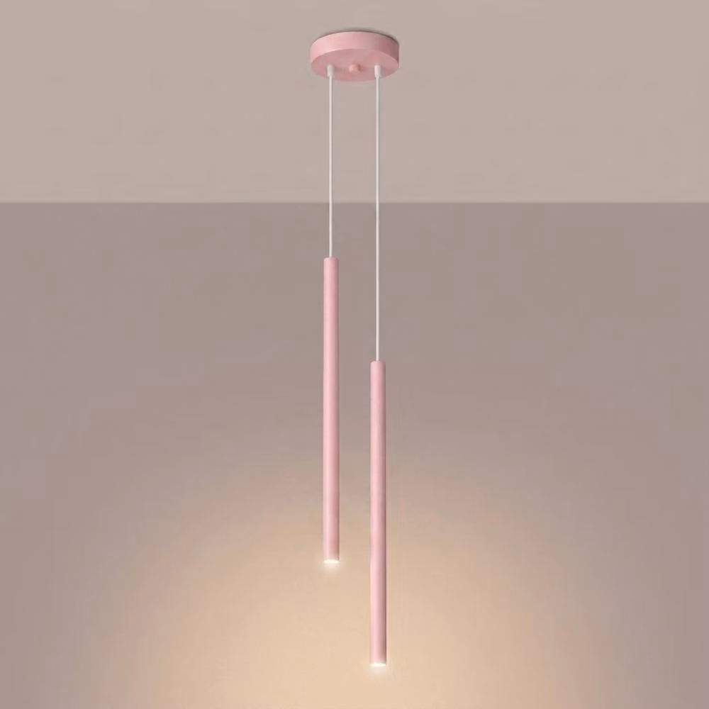 Sollux Lighting Modern Pink Pendant Lamp with 2 Lights, W/D/H: 118 x 15 x 15 cm – 2