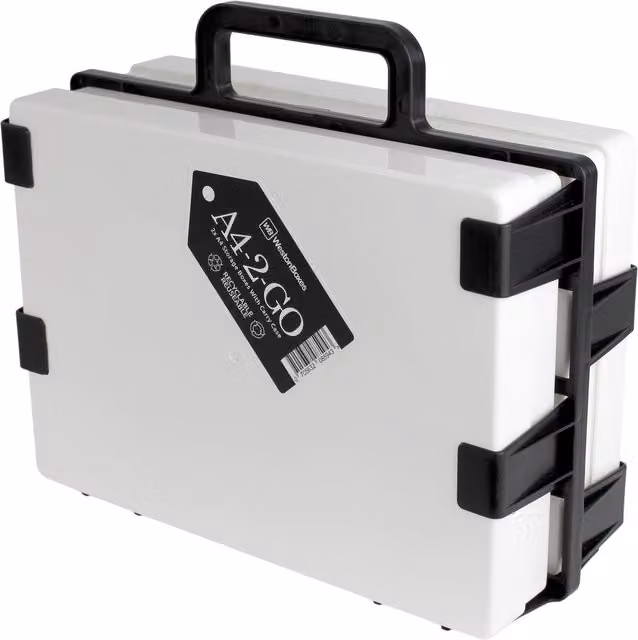 WestonBoxes A4 Portable Document Storage Box Carrier with 2 White Plastic Boxes – 1