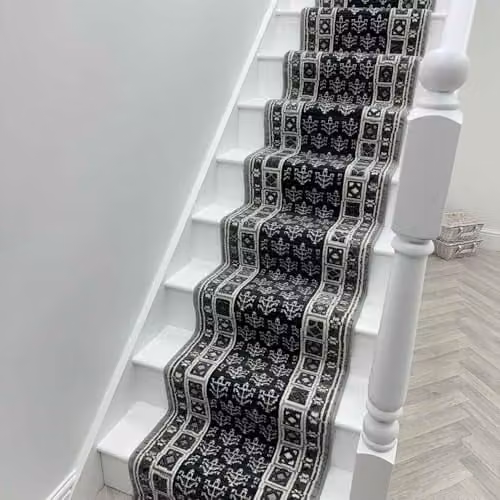 runrug Mayan Grey Stair Runner Carpet, Stain-Resistant and Anti-Static, W: 70 cm, L: 690 cm – 5