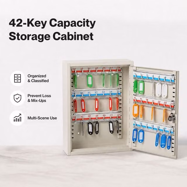 Levede White Steel Wall Mounted 42-Key Lock Box Key Safe Cabinet