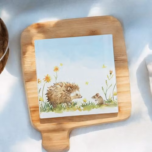 Purely Home Hedgehog and Mouse Glass Hot Pot Stand Trivet, Brown and Multicolour, W/D: 20 x 20 cm – 2