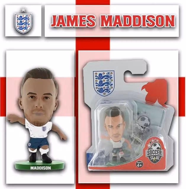 SoccerStarz James Maddison 2022 Version England FA Mini Figure, White/Multicolour, Height: 5 cm