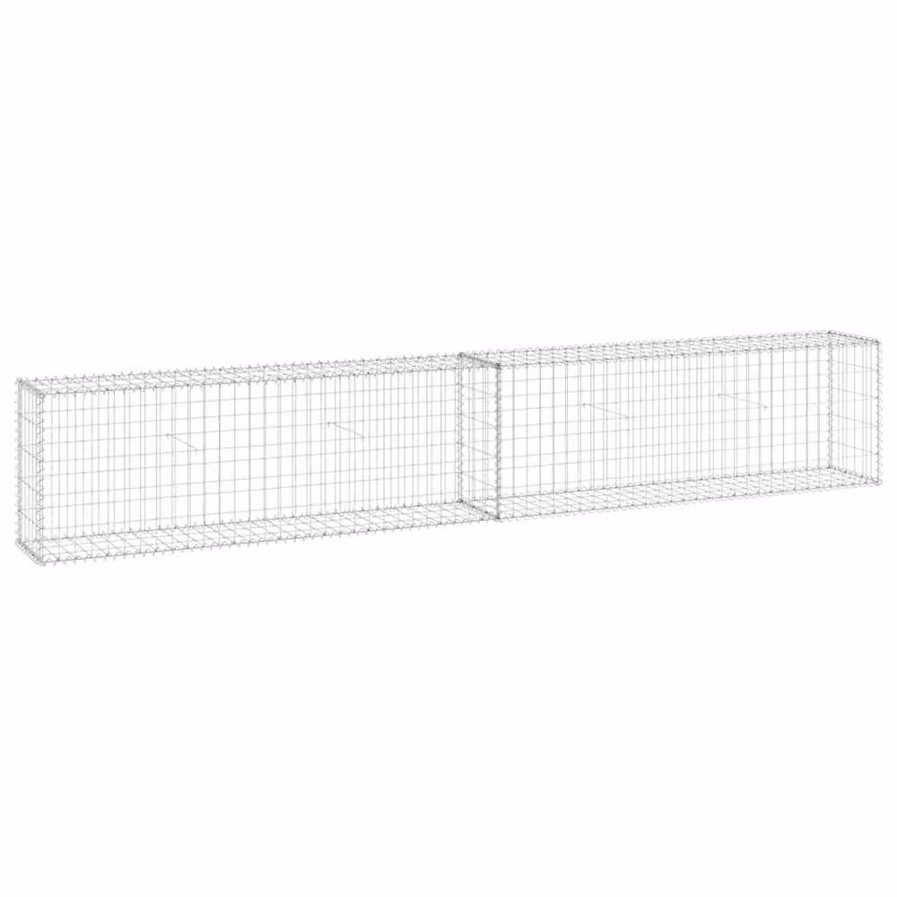 Berkfield Home Durable Galvanised Steel Gabion Fence with Covers, Silver, W: 300 cm, D: 30 cm, H: 50 cm – 2