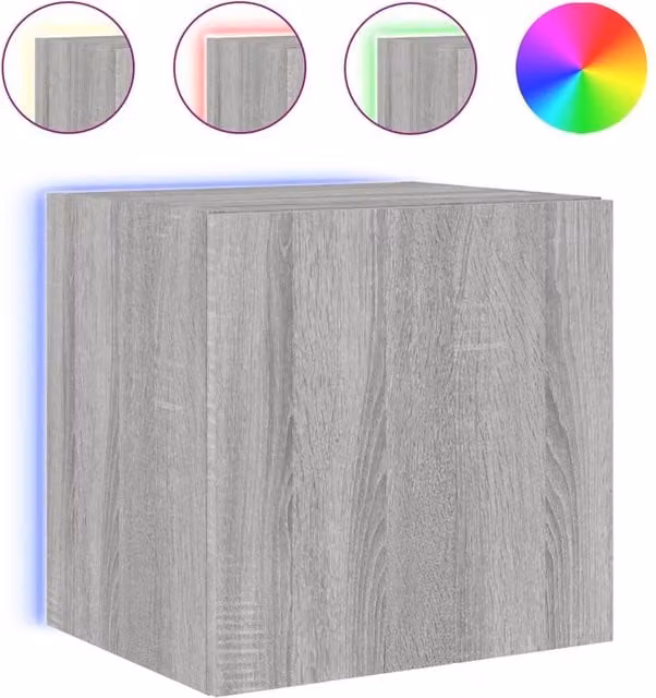 Berkfield Home Modern Wall Mounted TV Cabinet with Integrated LED Lights in Grey Sonoma, W/D/H: 40.5 x 35 x 40.5 cm – 1