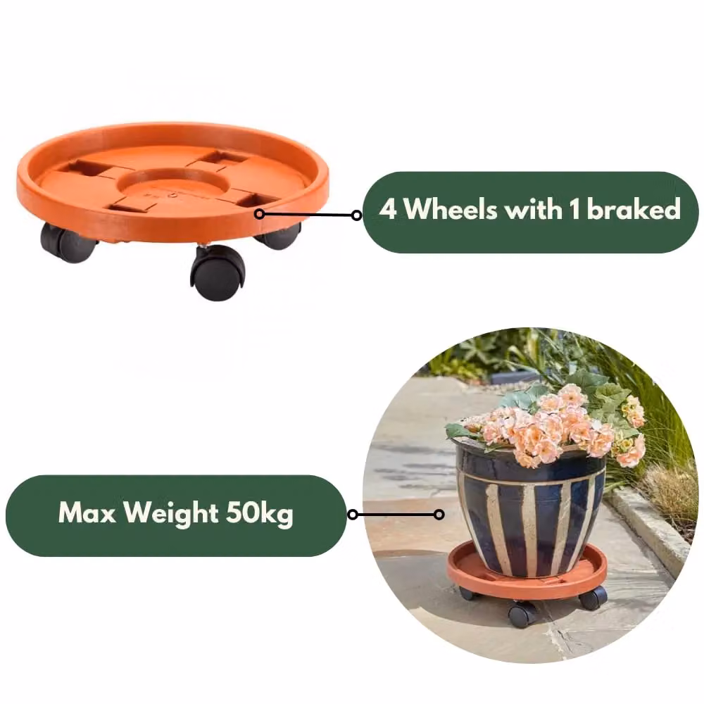 Marco Paul Plant Pot Caddy, Burnt Orange, Diameter: 29 cm – 6