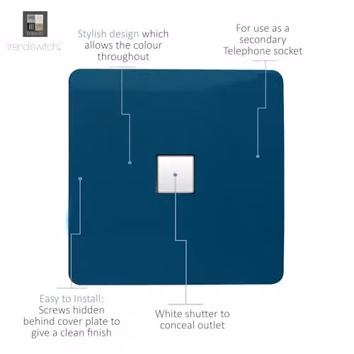 Trendi Switch 1 Gang Cat 3 Telephone Secondary Flush Socket in Midnight Blue – 2