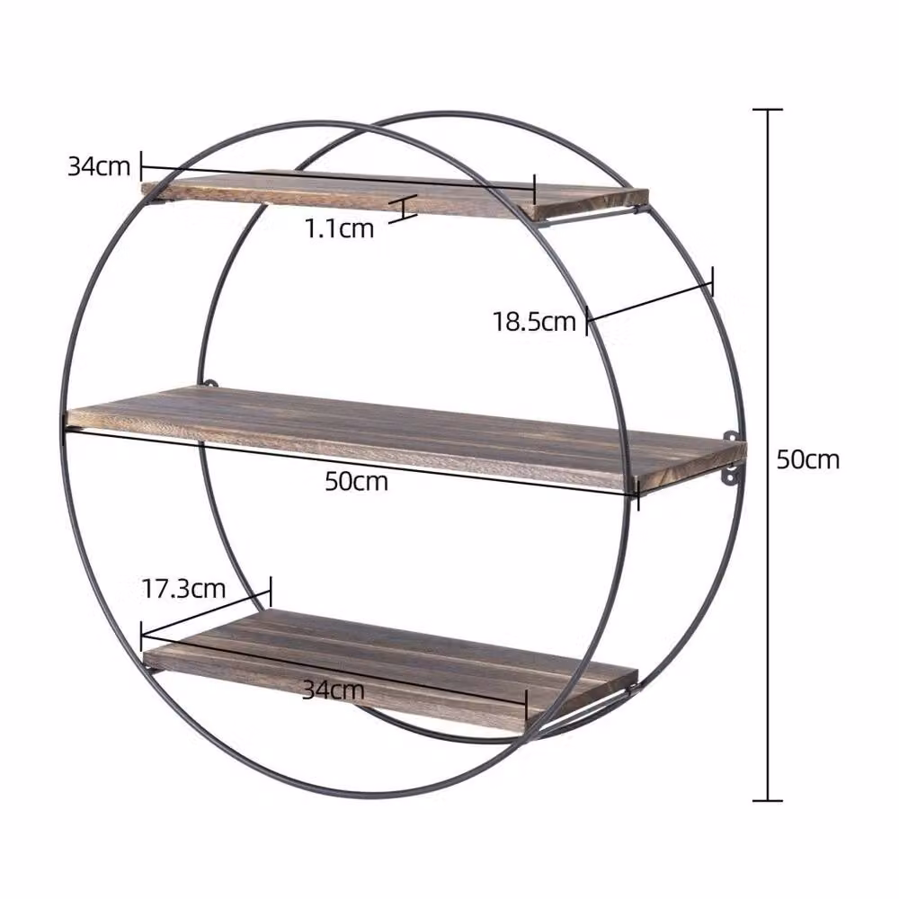 EONLION Industrial Wood and Metal Floating Wall Shelf in Brown, Width: 100 cm – 2