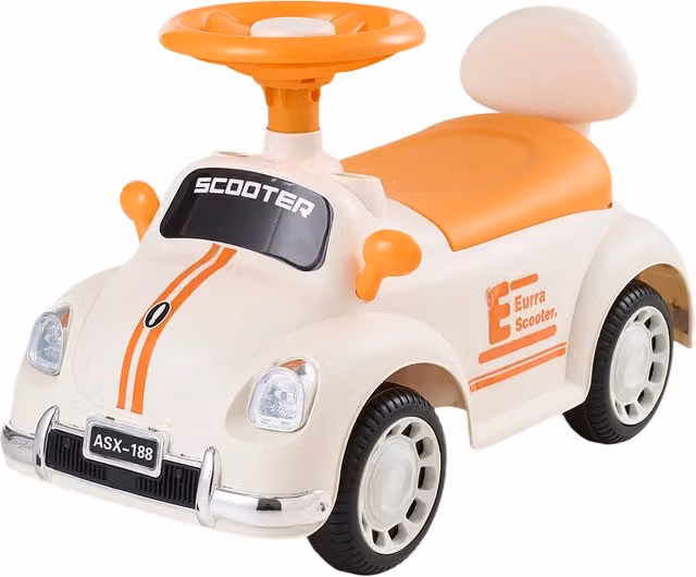 Kidkid Toddler Ride-On Car with Storage and Light and Sound Effects in Warm Beige
